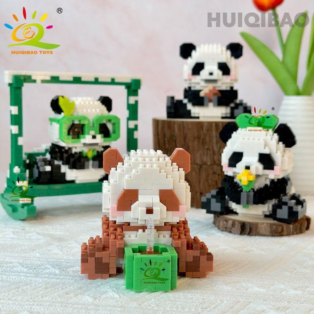 HUIQIBAO Panda Micro Model Building Blocks Set Zoo Animal Mini Bricks - Bild 1
