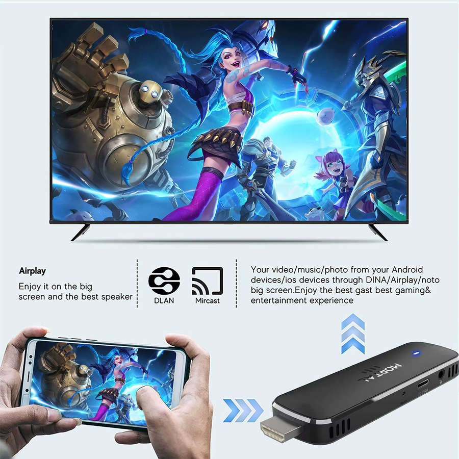 Mortal Q8 Android 14 TV-Stick mit WIFI6 und Sprachsteuerung, 8K Media Streamer in Schwarz - Bild 6