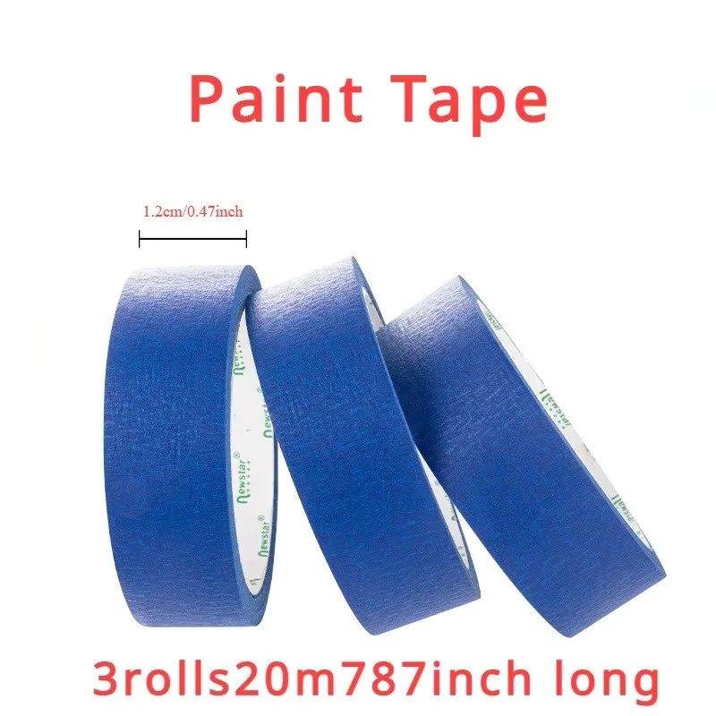 3 Rollen blaues Masking Tape aus Papier, 20 m pro Rolle, leicht entfernbares Farbband für Wandmalerei, Kunsthandwerk und Bauarbeiten - Bild 2
