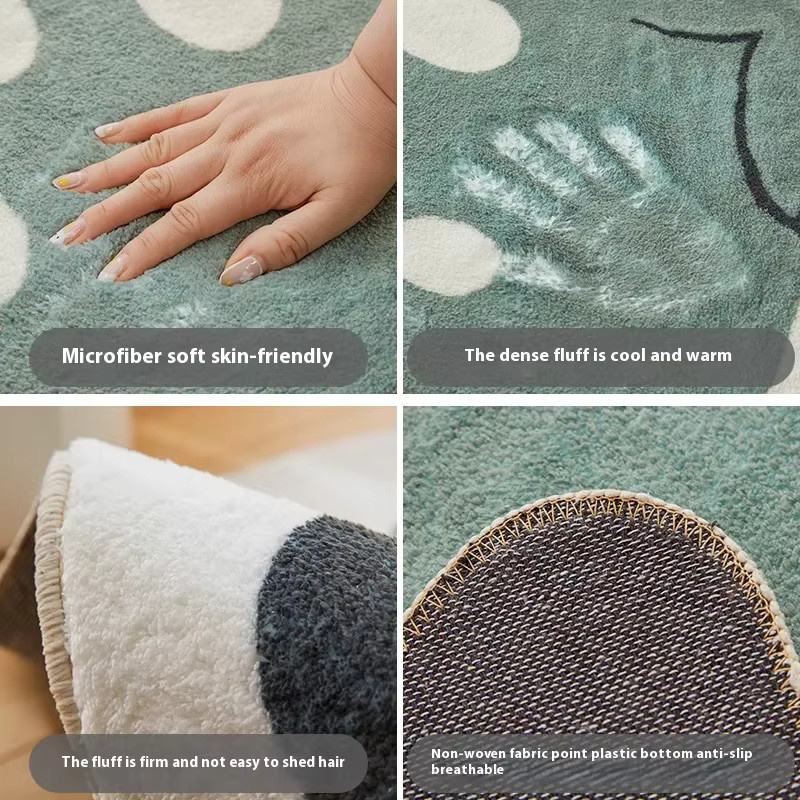 VIKAMA Kaschmir Teppich mit Kinder-Motiv in Grün, weich und verdickt für Schlafzimmer und Kinderzimmer - Bild 2