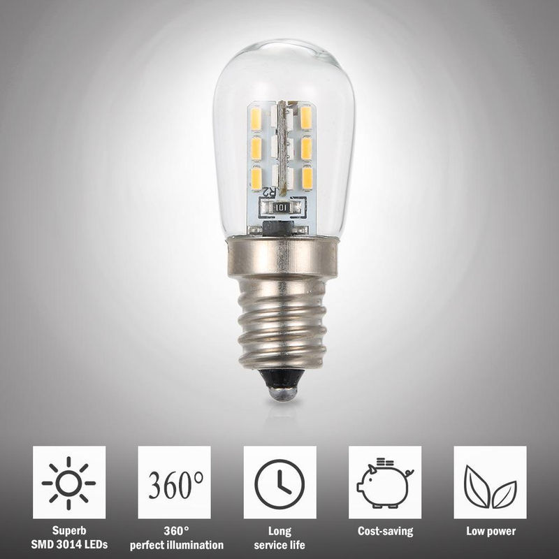 LED Mini Kühlschrank Lampe mit E12 Sockel und SMD3014 Technologie, AC220V, transparent - Bild 6