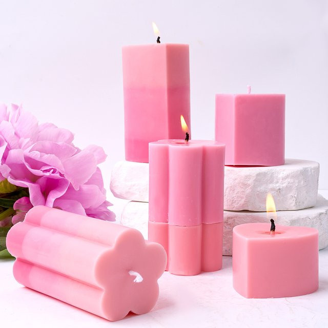 UDOCOOL Silikonform für 3D Herz und Blumen DIY Kerzen, Seife und Harz Gussformen in Pink - Bild 1