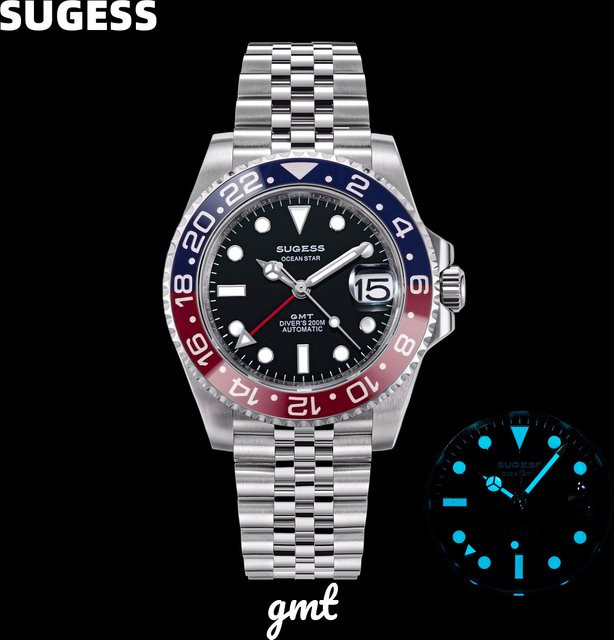 Sugess Armbanduhr GMT-Taucheruhr, Automatik, Edelstahl, Keramiklünette, Herren - Bild 1