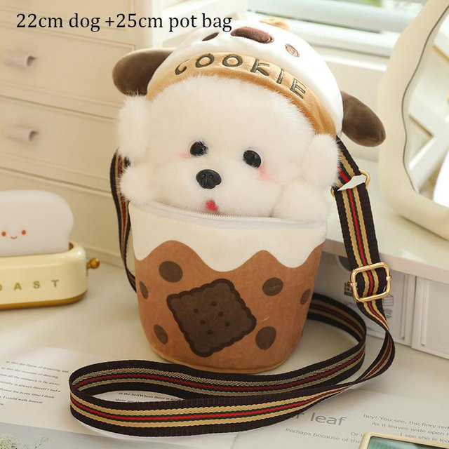 Yiran Health & Beauty Kawaii Kaffee Katze Plüschtasche 2-in-1, Plüschtier - Bild 1