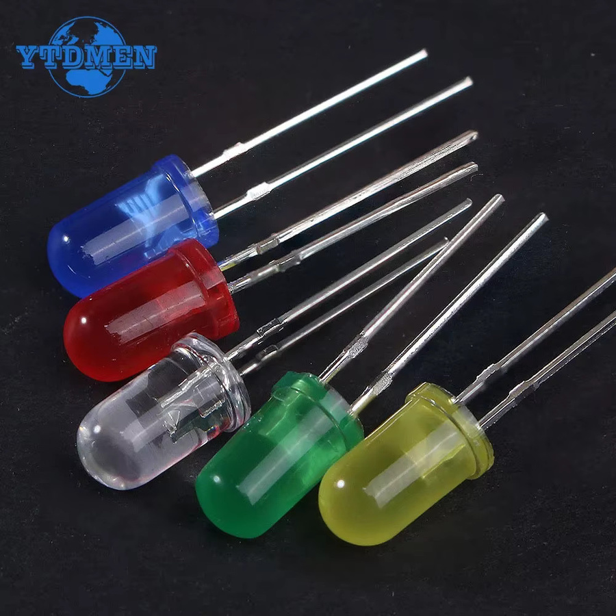 YTDMEN LED-Set mit 100 oder 200 ultrahellen runden 5 mm LED-Dioden Typ F5 in den Farben Weiß, Rot, Blau, Grün und Gelb für dein DIY-Elektronikprojekt - Bild 2