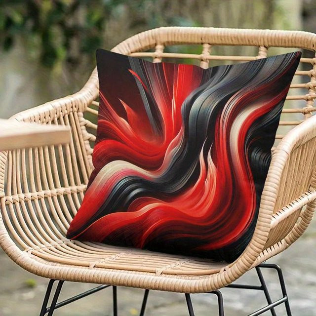 JMG Clothing Kissenbezug mit abstrakter Kunst in Rot und Schwarz, moderne fließende Malerei, B/T: 40 x 40 cm - Bild 1