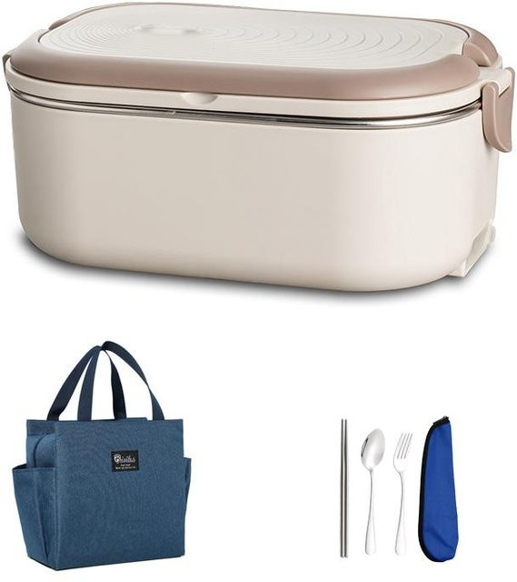 Elektrische Lunchbox von Yiran Furniture aus Edelstahl und Kunststoff in Weiß mit 1L Fassungsvermögen und Thermostat-Heizung für Büro und Schule - Bild 1