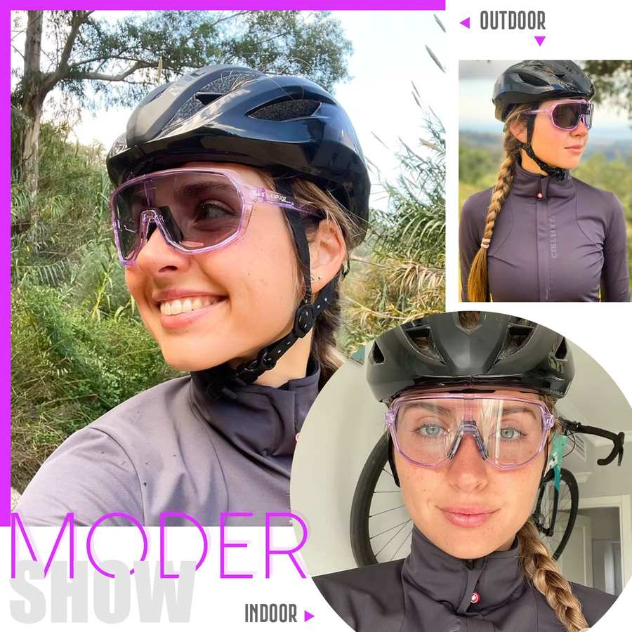 SCVCN MTB Sportsonnenbrille, Unisex, Vollrand, Pink, Kunststoff - Bild 3