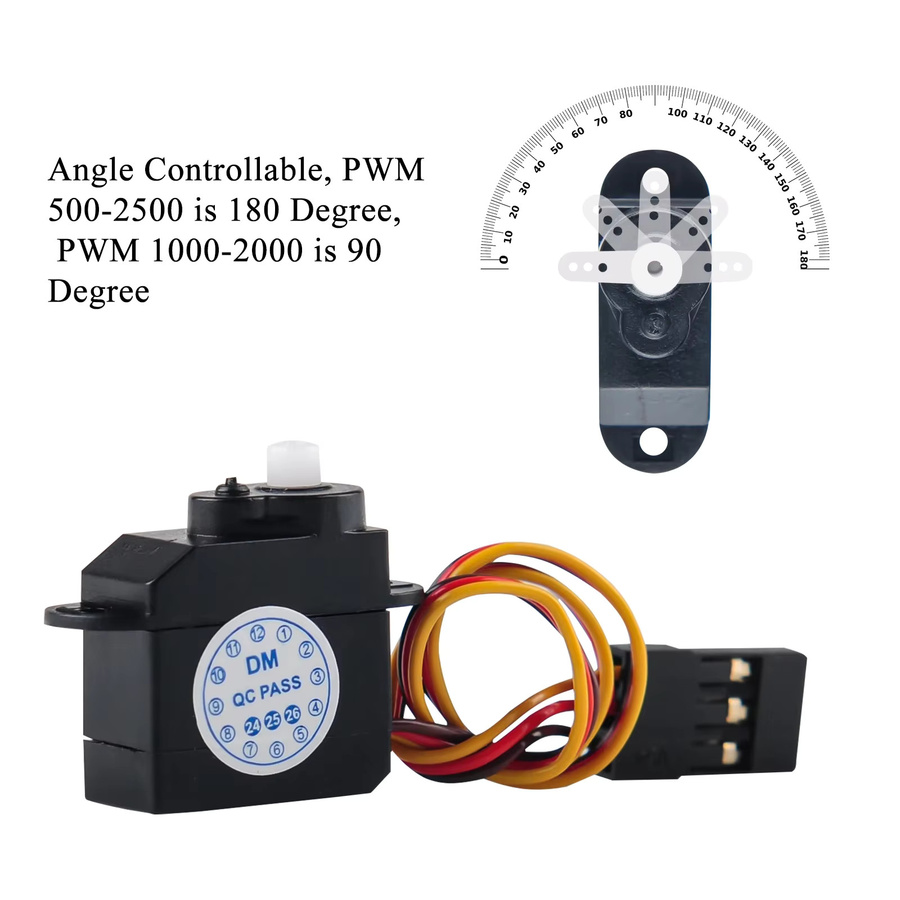 wishiot Mini Micro Servo DM-S0020, Servomotor, 180 Grad, Kunststoff, 1-10 Stück - Bild 3