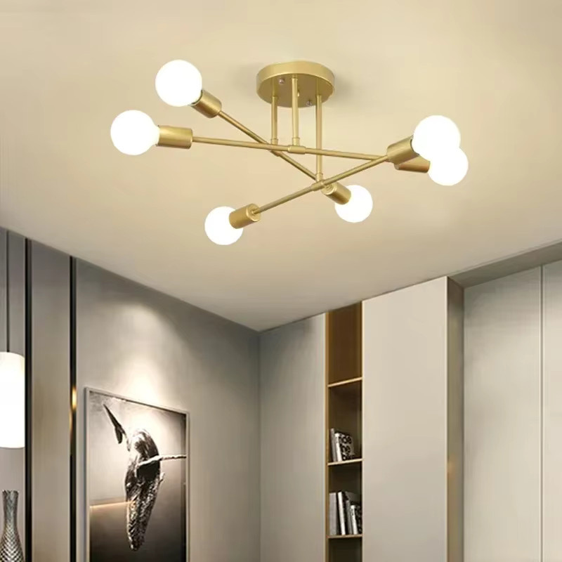 Moderne minimalistische LED-Deckenleuchte von Sanoni als Kronleuchter für Schlafzimmer, Wohnzimmer oder Esszimmer in Schwarz, Weiß oder Gold/Messing - Bild 1
