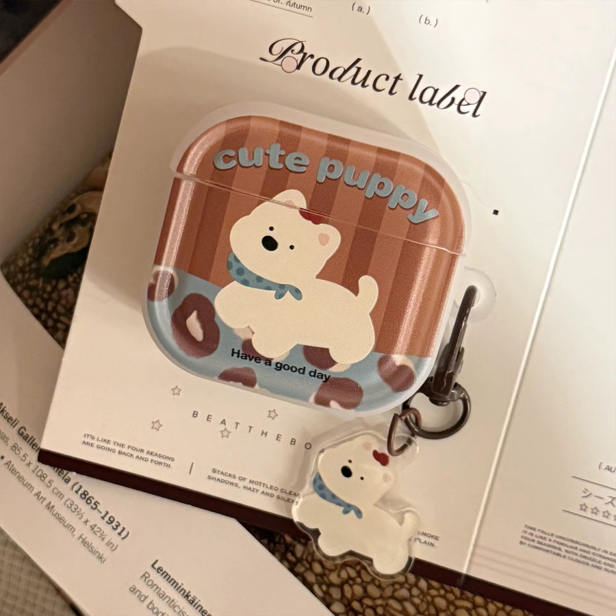 Schutzhülle mit Cartoon-Welpen-Leopardenmuster für Apple AirPods 1, 2, 3, 4 und Pro 2/3 inklusive Anhänger, Mehrfarbig - Bild 4