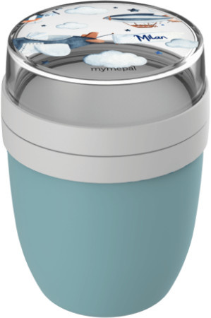 Mepal Lunchpot mit Flugzeug-Design in Blau, personalisierbar mit Namen und Foto - Bild 1