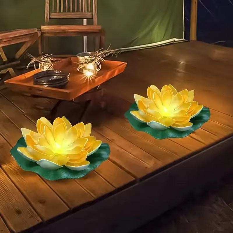 Feimefeiyou Solar LED Lotus Lampe Schwimmend für Teich und Garten in Mehrfarbig und Weiß - Bild 5