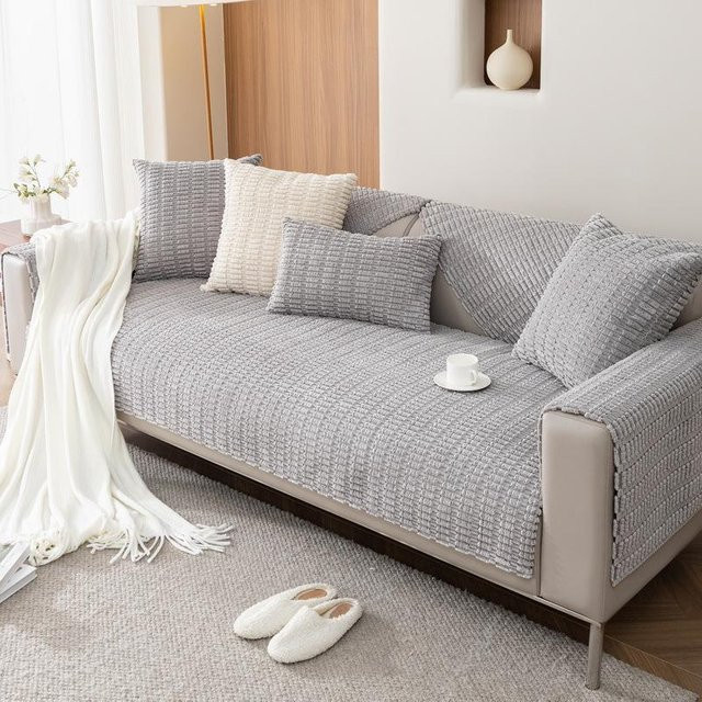 Super Six Sofa-Matte Universal aus Kordstoff mit Weizenähren-Design, rutschfest und waschbar, B/T: 70 x 70 cm - Bild 1