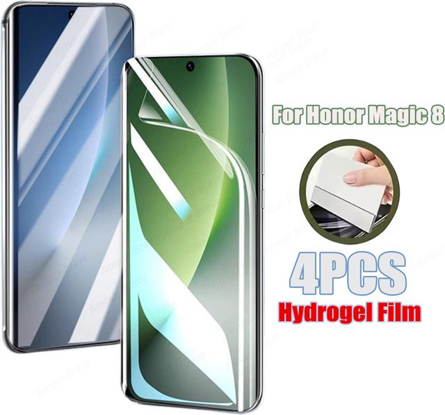 4 Stück Hydrogel-Displayschutzfolien für Honor Magic 6 5 4 sowie Honor X9C X9B X9A X8C X8B X8A Lite Pro, transparent, weiche Folie - Bild 1