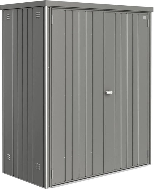 Biohort Geräteschrank aus Metall in Grau mit Flachdach und Ordnungssystem B/H/T: 155 x 182,5 x 83 cm - Bild 1