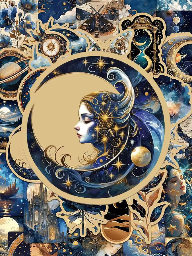 Rspctou Universum Galaxie Aufkleber mit Planeten und Mond Motiven in Multicolor für Laptop, Notizbuch und Gitarre (50 Stück) - Bild 1