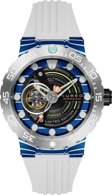 Nubeo Herrenuhr Opportunity, Automatik, Edelstahl, 48 mm, Blau, Silikon - Bild 1
