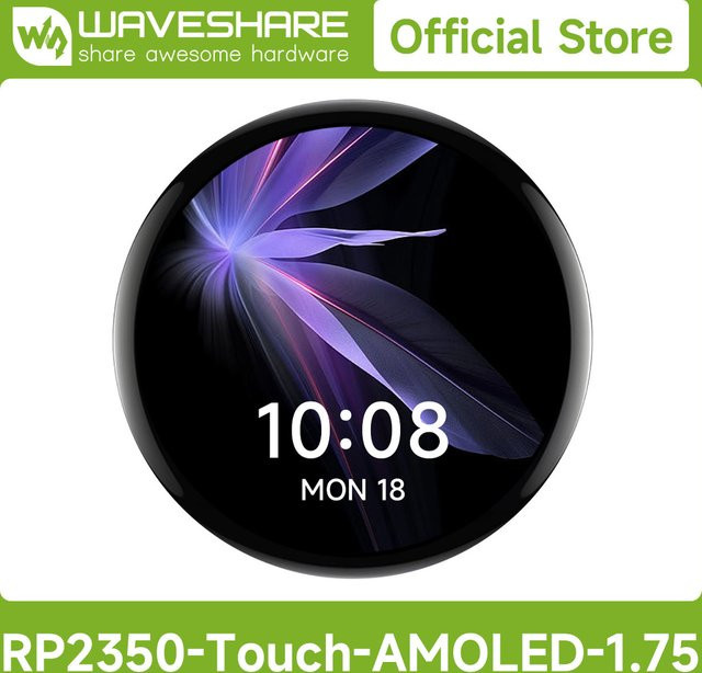 Waveshare RP2350 1,75-Zoll-AMOLED-Display-Entwicklungsboard in Schwarz mit 466x466 Auflösung und 65K Farben - Bild 1