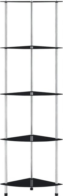 vidaXL Regal mit 5 Ablagen in Schwarz aus Glas und Metall, B/T/H: 30 x 30 x 130 cm - Bild 1