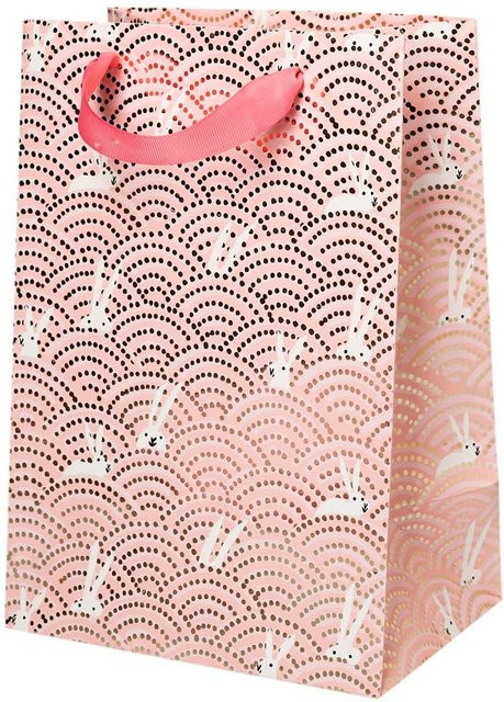 Rico Design Paper Poetry Geschenktüte Bunny Hop Hasen im Feld in Rosa und Pink, B/T/H: 18 x 12 x 26 cm - Bild 1