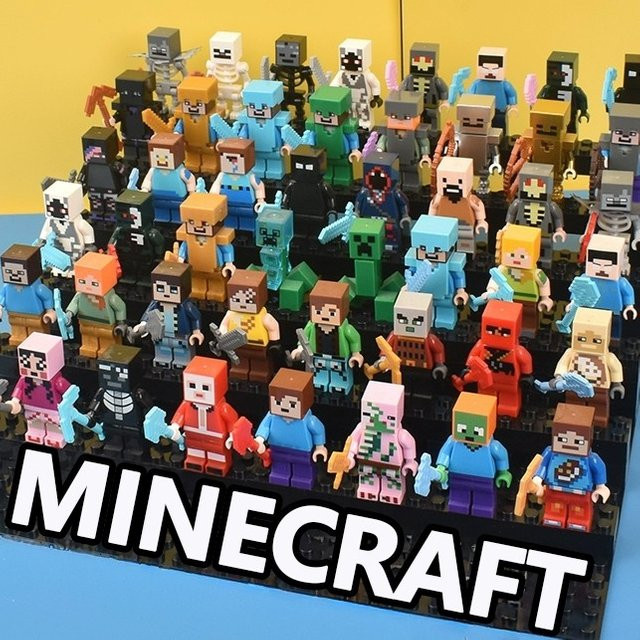 GAGAGIRL Mini Baustein Set mit Minecraft Figuren wie Creeper, EnderDragon, Steve, Skeleton und Pferd in Mehrfarbig, 8er Set - Bild 1
