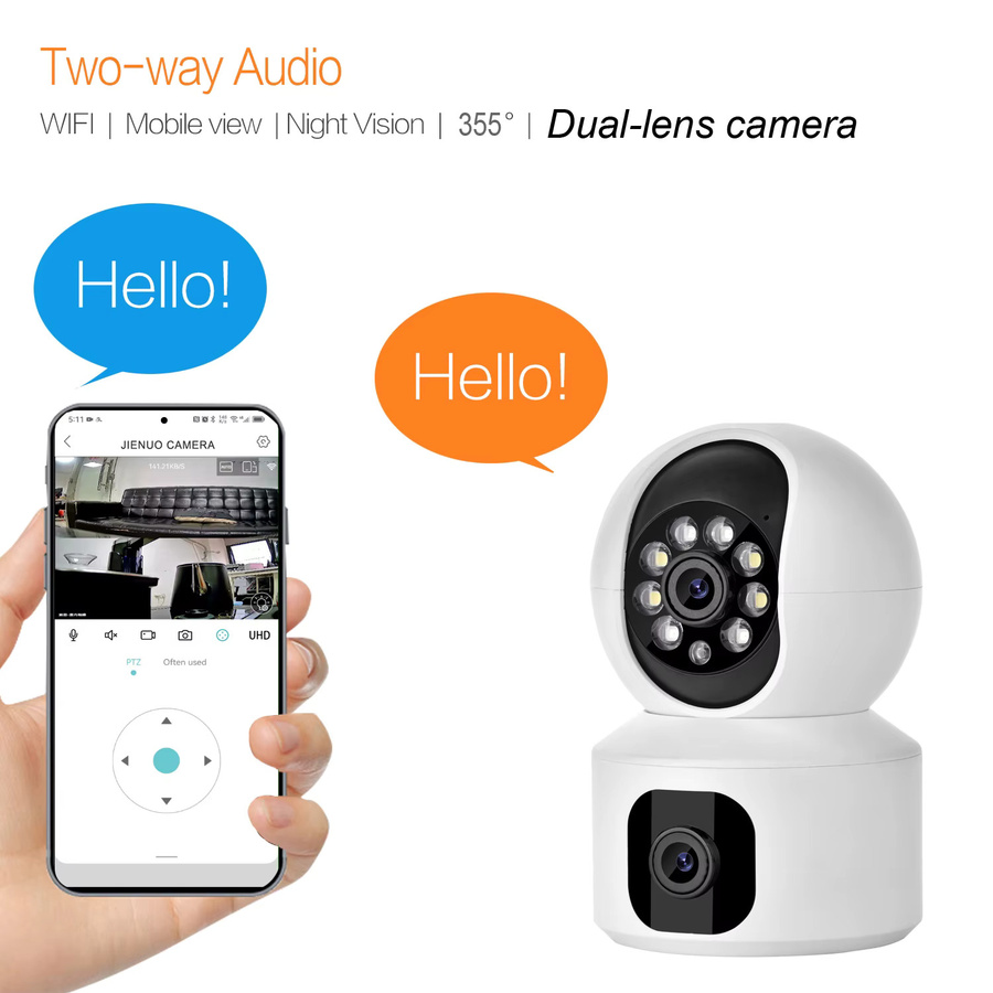 JIENUO HD PTZ WLAN Überwachungskamera mit 360 Grad Rotation und Handy Remote Funktion, Weiß - Bild 5