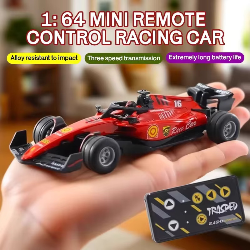 Kmoist Mini Formel-Rennwagen, Modellauto, 1:64, Metall, Rot - Bild 1