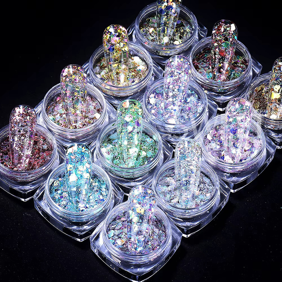 SWEET TREND Nagel-Glitzerflocken, 12 Farben, holografisch, glänzend - Bild 2