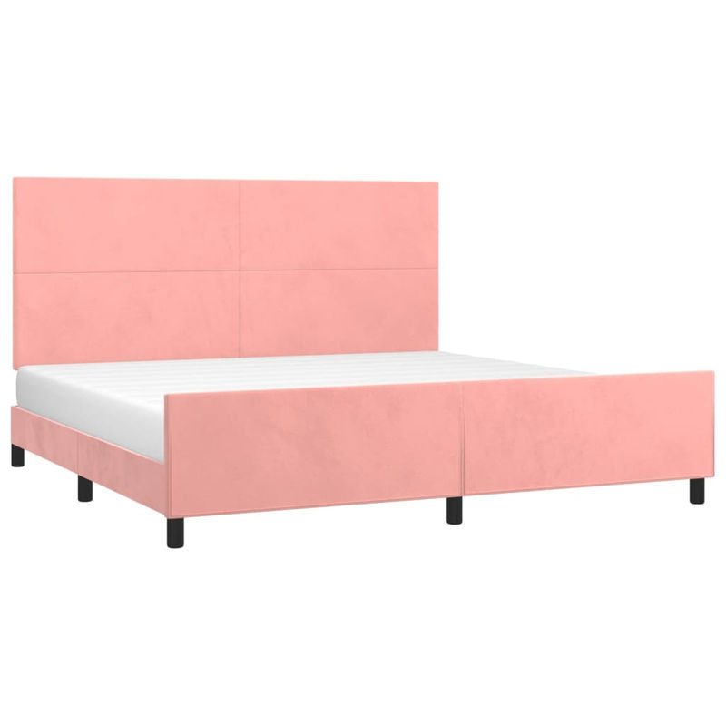 vidaXL Bettgestell mit Kopfteil aus Samt in Rosa, B/T: 200 x 200 cm - Bild 2
