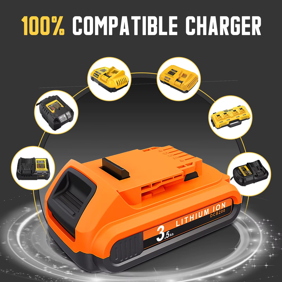 DeWalt Li-Ion Akku 20V 3500mAh in Orange für DCB200 DCB206 DCB120 DCB182 DCB123 DCB122 DCB125 DCB124 DCB609 - Bild 5