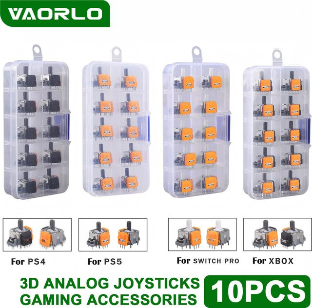 VAORLO 10er Set einstellbare 3D-Hall-Effekt-Joystick Module für PS4, PS5, Xbox und Nintendo Switch Pro Controller Zubehör - Bild 1
