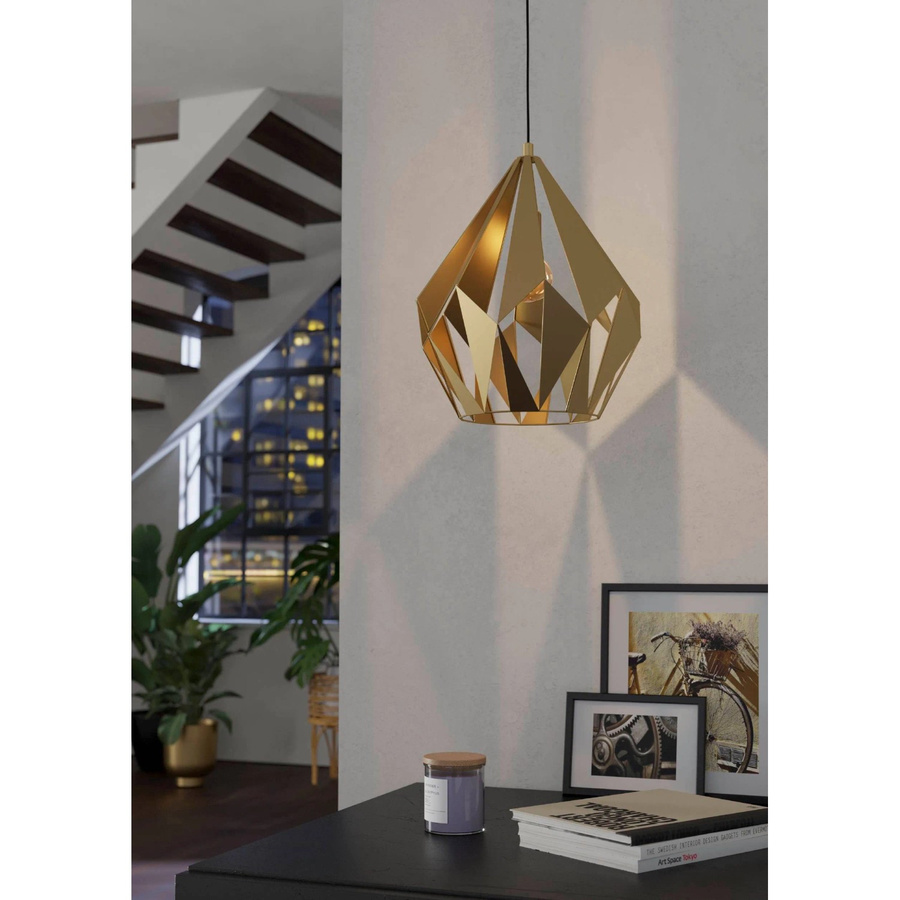 Eglo Hängeleuchte Carlton, 1-flammig, Gold, Durchmesser: 38,5 cm, Fassung E27, max. 60 W - Bild 2