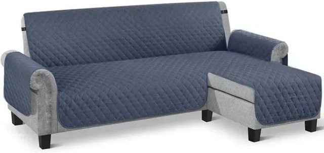Wasserdichter Ecksofabezug in Blau für L-Form Sofas, gesteppter Universal Couchbezug als Möbelschutz - Bild 1