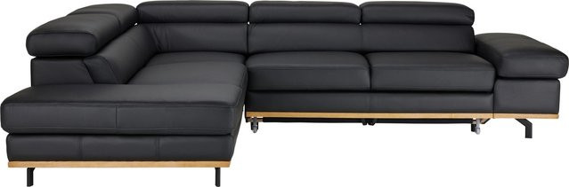 Premium Living Wohnlandschaft Carmen in Schwarz mit L-Form, Lederoptik und verstellbaren Kopfstützen - Bild 1