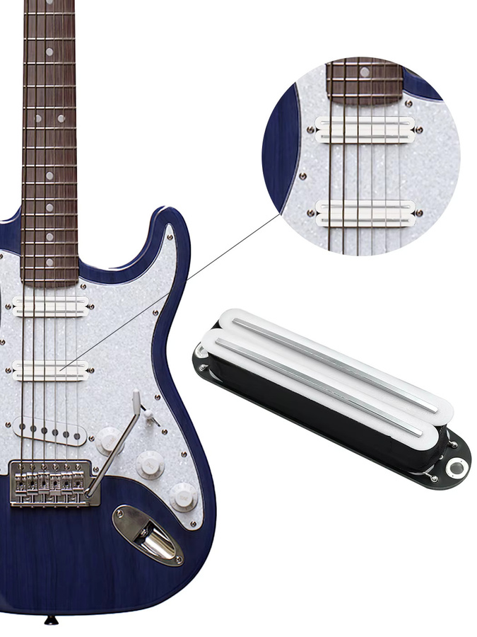 Phrilam Pro ST Dual Single Coil Size Mini Humbucker Pickup für Strat Style E-Gitarre in Schwarz mit 6.1k/9.0k/13k Optionen - Bild 4