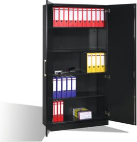 C+P Aktenschrank Asisto mit Drehtüren in Schwarzgrau, 5 Ordnerhöhen, H: 198 cm, B: 100 cm, T: 43,5 cm - Bild 1