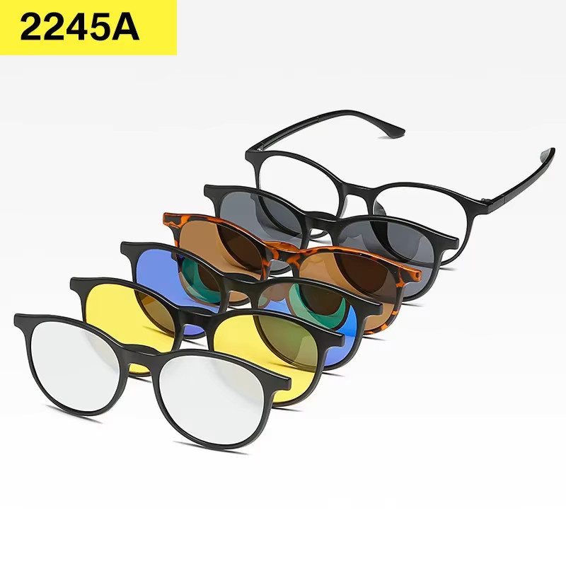 Rexxar 2245A Sonnenbrille, Clip-On, polarisiert, Vollrand, rund, Kunststoff, Unisex, black - Bild 2