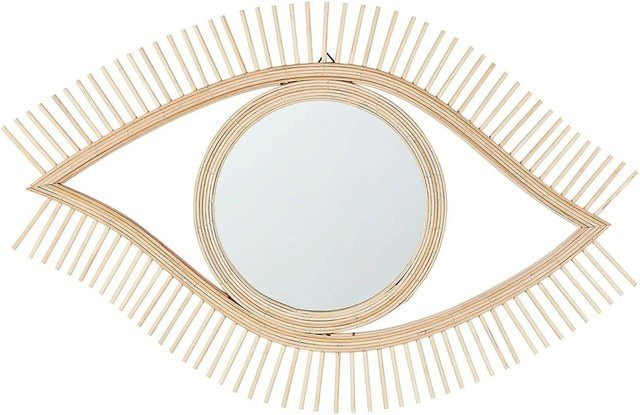 Beliani Dekospiegel SOYOPA in hellem Holzfarbton, Beige/Braun, B: 79 cm, H: 48 cm - Bild 1