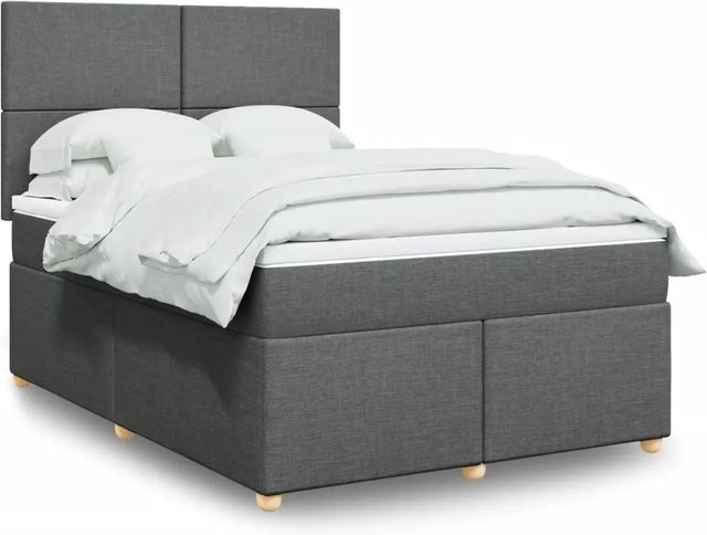 vidaXL Hybrid Boxspringbett mit Matratze und Taschenfederkern in Grau und Weiß, B/T: 140 x 190 cm - Bild 1