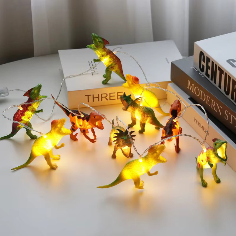 Dinosaurier Lichterkette mit 10 bunten LEDs für Kinder und Partydekoration, Länge: 1,5 m - Bild 2