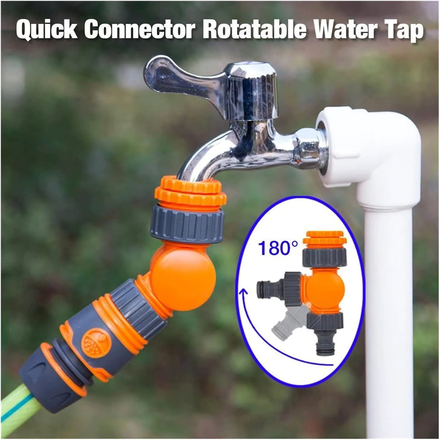 Garten Schlauch Anschluss Adapter für 1/2 Zoll Schlauch in Orange aus Kunststoff mit Click-Lock Schnellverbindung zur Bewässerung - Bild 2