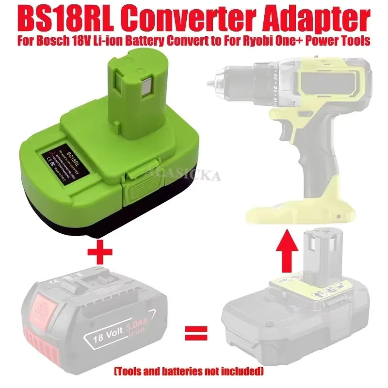 Bosch Batterie Adapter Konverter für Ryobi 18V Akkus, Farbe: Grün - Bild 4