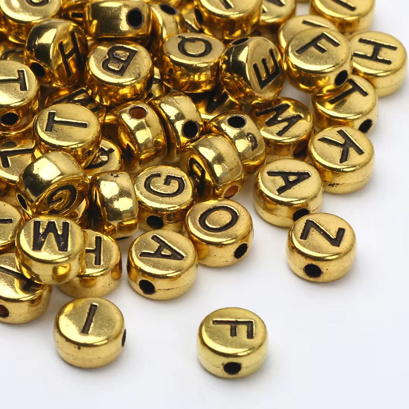 Laudsong Buchstaben-Acrylperlen, goldfarben, Unisex - Bild 2