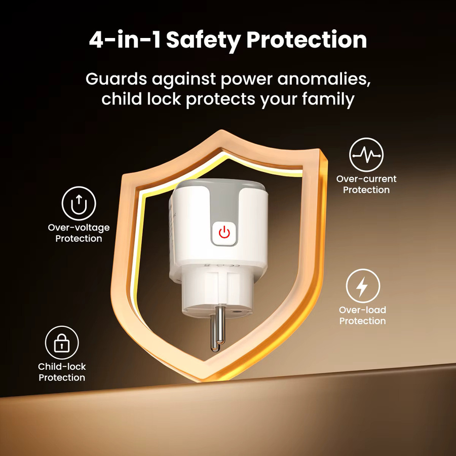 GIRIER Tuya Smart Power Plug WLAN-Wandsteckdose 16A 3520W mit Stromüberwachung und App-Timerfunktionen in Weiß, kompatibel mit Alexa und Hey Google - Bild 4