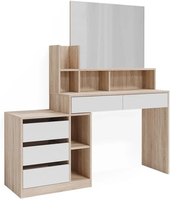 Vicco Schminktisch Anja modern in Weiß mit Spiegel, B/T/H: 139,8 x 52,2 x 115 cm - Bild 2