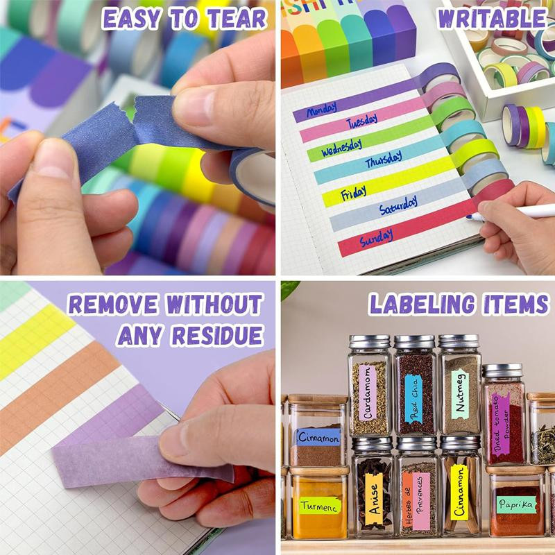 Yiran Washi Tape Set mit 60 Rollen in Multicolour für Scrapbook und DIY-Bastelarbeiten - Bild 2
