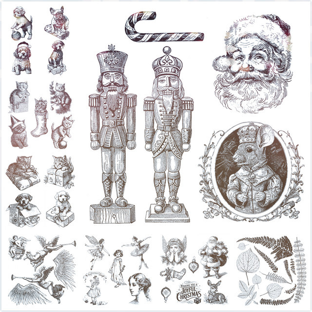 Transparente Motivstempel für Scrapbooking und Bastelarbeiten mit Weihnachts- und Tier-Motiven wie Weihnachtsmann, Engel und Kätzchen - Bild 1