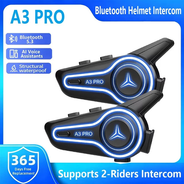 XINOWY A3 Pro Motorrad Helm Bluetooth Headset mit Intercom und Noise Reduction in Schwarz - Bild 1