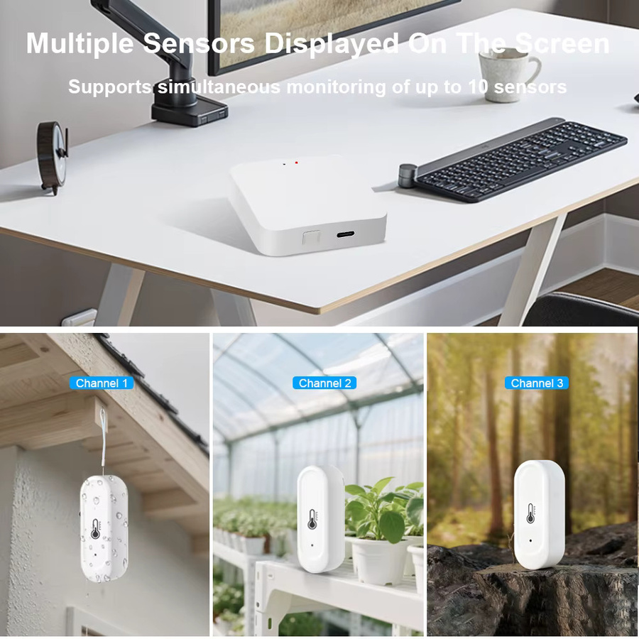 Tuya WIFI Wetterstation mit RF433 drahtlosem Thermometer-Kit zur Fernüberwachung von Temperatur und Feuchtigkeit in Weiß - Bild 2